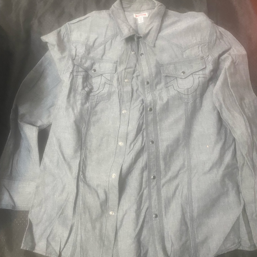 True Religion Blue denim long sleeve shirt